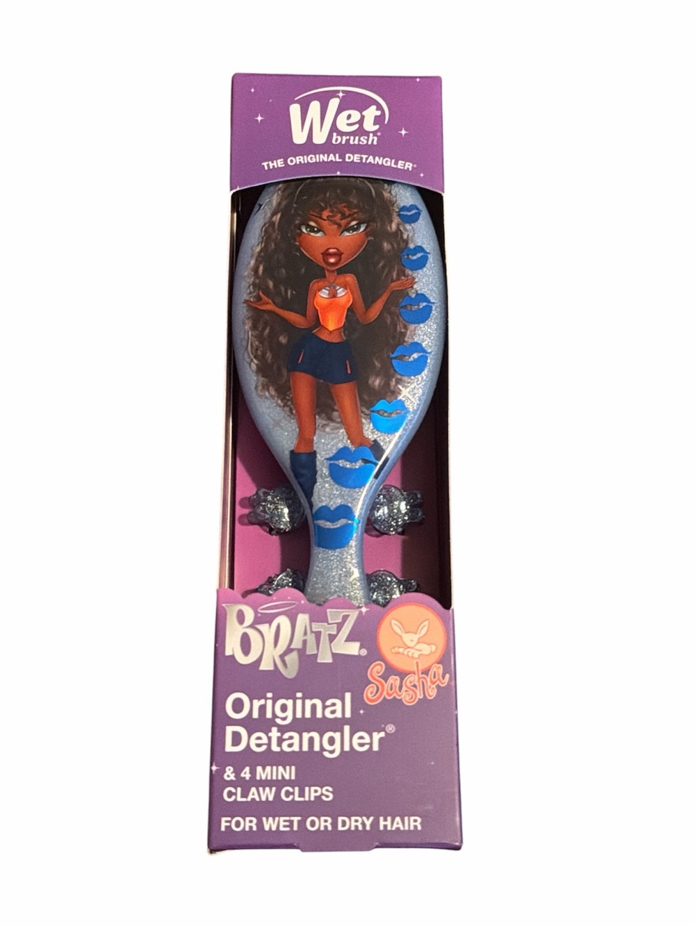 Wet Brush Original Detangler x Bratz Sasha Glitter Blue Hairbrush
